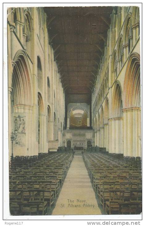 The Nave, St. Albans Abbey, 1910 Postcard - Hertfordshire