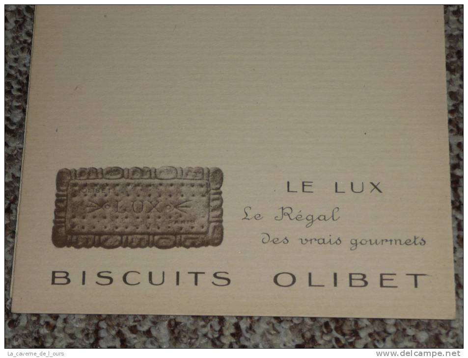 Rare Ancien Menu Vierge Début XXe, Biscuits OLIBET, Le Lux, Le Pont Du Gard - Menus