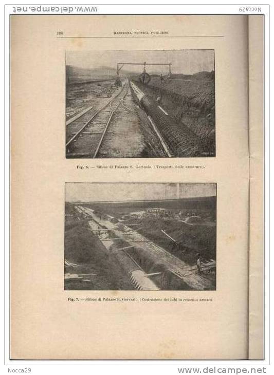 1915 RIVISTA CON FOTO LINEA FERROVIARIA BARI - GRUMO APPULA + ACQUEDOTTO PUGLIESE - Wetenschappelijke Teksten