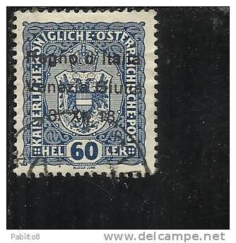 TRENTINO ALTO ADIGE 1918 SOPRASTAMPATO AUSTRIA OVERPRINTED HELLER 60 H USATO USED OBLITERE´ - Trentin