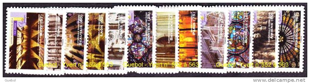 France Autoadhésif ** N°  552 à 563 - Art Gothique  - Détails Architecturaux , Vitraux Etc - Unused Stamps