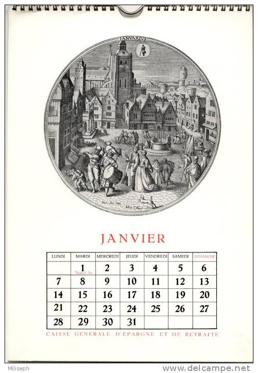 CALENDRIER De La CAISSE GENERALE D'EPARGNE ET DE RETRAITE - 1952 - Reproductions Du Peintre Hans BOL             (1440) - Agendas