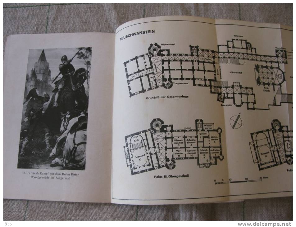 Schloss Neuschwanstein Amtlicher Führer Bearbeitet Von H.Thoma  30 Pages - 1950 + 2 CP Couleur - Architecture