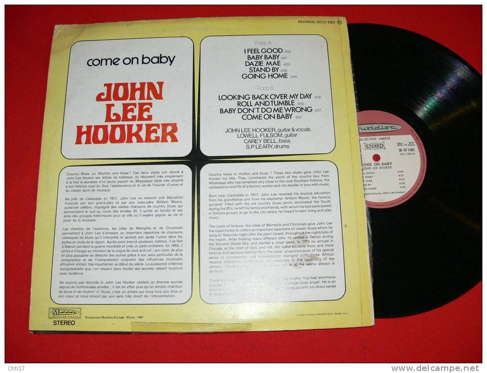 JOHN LEE HOOKER COME ON BABY  EDIT MUSIDISC - Blues