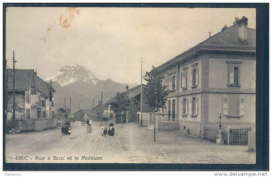 Broc, Le Moléson Et Rue, Animée, - Broc