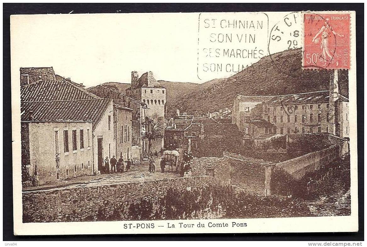 CPA  ANCIENNE- FRANCE- SAINT-PONS (34)- LA TOUR DU COMTE PONS- BELLE ANIMATION- TRANSPORT DE BARRIQUES- BELLE DAGUIN- - Saint-Pons-de-Thomières