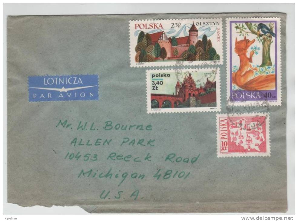 Poland Cover Sent To USA 18-1-1973 MAP And Other Topic Stamps - Storia Postale