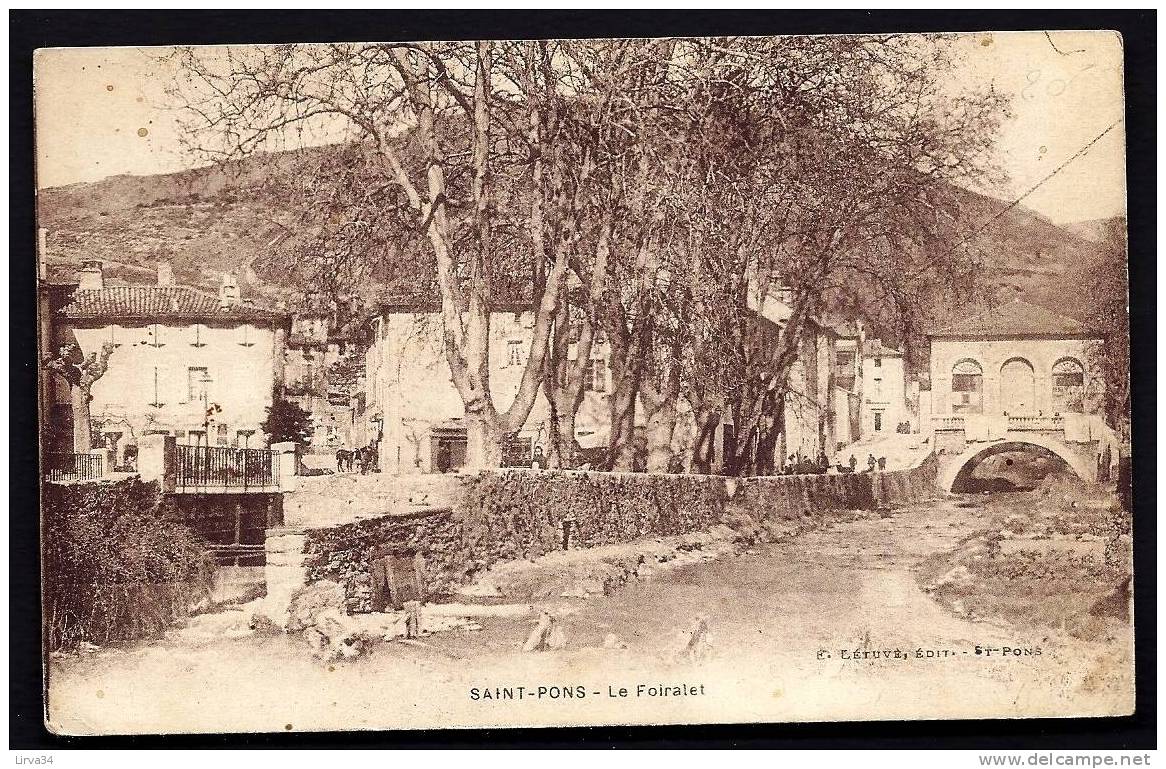 CPA  ANCIENNE- FRANCE- SAINT-PONS (34)- LE FOIRALET EN GROS PLAN D'HIVER- LINGE ETENDU- ANIMATION - Saint-Pons-de-Thomières