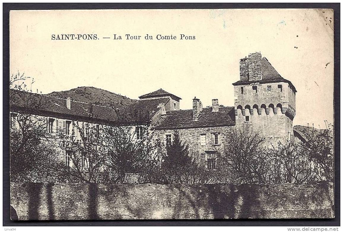 CPA  ANCIENNE- FRANCE- SAINT-PONS (34)- LA TOUR DU COMTE PONS ET LE CHATEAU- TRES GROS PLAN - Saint-Pons-de-Thomières