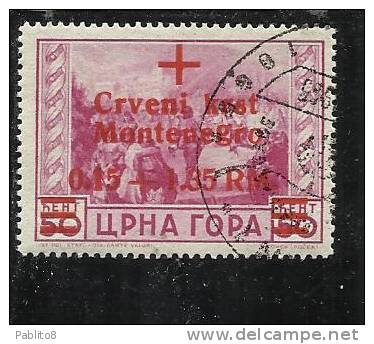 MONTENEGRO TEDESCA CETTIGNE 1944 SOPRASTAMPA ROSSA 0.15 + 1,35RM SU 50 C TIMBRATO - German Occ.: Montenegro