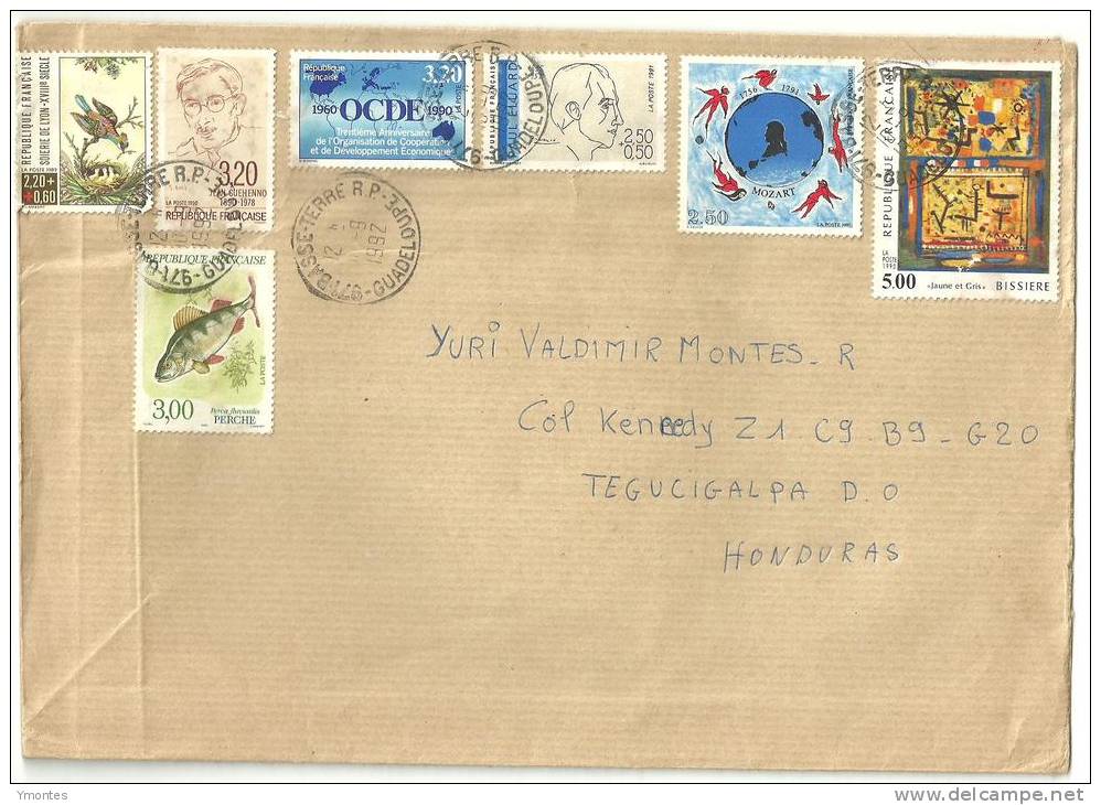 BIG Cover Guadeloupe, BASSE TERRE To Honduras 1992 - Briefe U. Dokumente