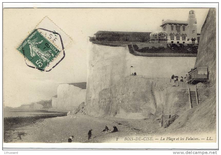 Carte Postale Ancienne Bois De Cise - La Plage Et Les Falaises - Bois-de-Cise