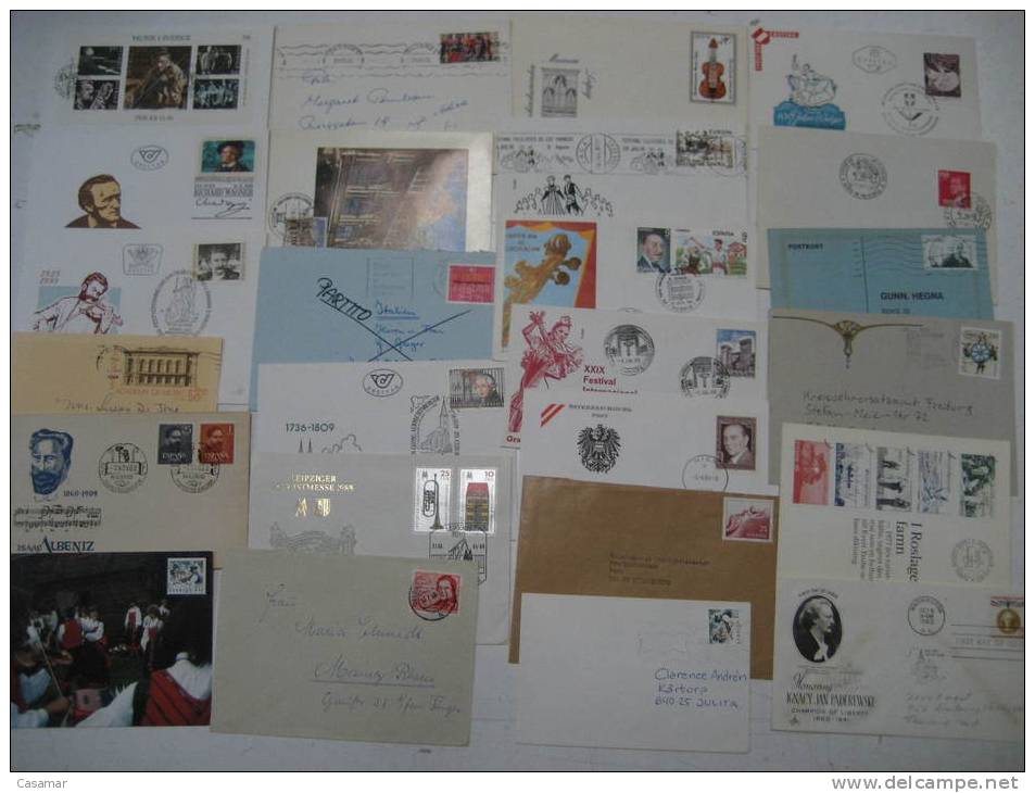 MUSIC 100 Postal History Different Items SPECIAL OFFER : NO POSTAGE MAIL FREE COSTS !!!!!!!!!!!!!!!! Collection Lot - Collections (en Albums)