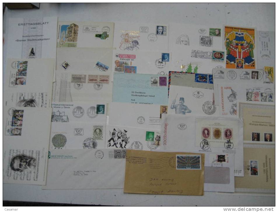 MUSIC 100 Postal History Different Items SPECIAL OFFER : NO POSTAGE MAIL FREE COSTS !!!!!!!!!!!!!!!! Collection Lot - Collections (en Albums)