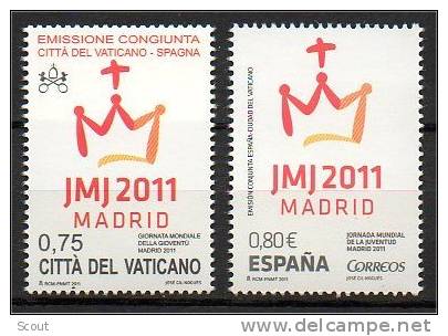 VATICANO – VATICAN CITY - VATICAN - 2011 - GIORNATA MONDIALE DELLA GIOVENTU´, MADRID - 2 Francobolli - ** MNH - Neufs