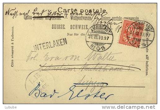 AK Interlaken Mit Stabstempel          1899 - Chemins De Fer