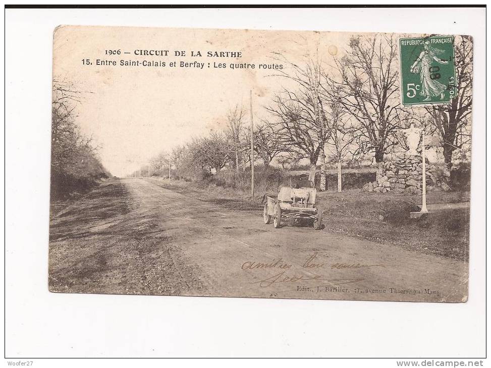 CIRCUIT DE LA SARTHE 1906 , COURSE AUTOMOBILE , Saint Calais - Le Mans