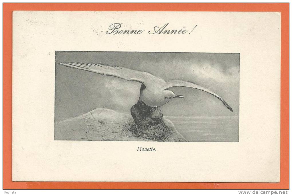 M049, Mouette , Série Mignon 554 , Bonne Année , Circulée 1910 - Vogels