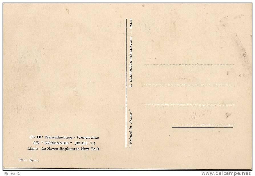 CPA-1935-PAQUEBOT-NORMAND   IE-CIE  GLE TRANSTLANTIQUE-LIGNE LE HAVRE-GB- NEW YORK--TBE - Paquebots