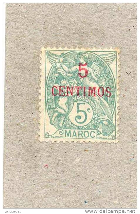 MAROC : Timbre De France De 1907-10, Surchargé En Monnaie Espagnole - Bureaux Français - Neufs