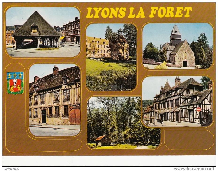 27 - Lyons La Forêt - La Halle - Abbaye De Montmer - Eglise - Maison De Bensarade - La Forêt  - Editeur: Combier - Lyons-la-Forêt