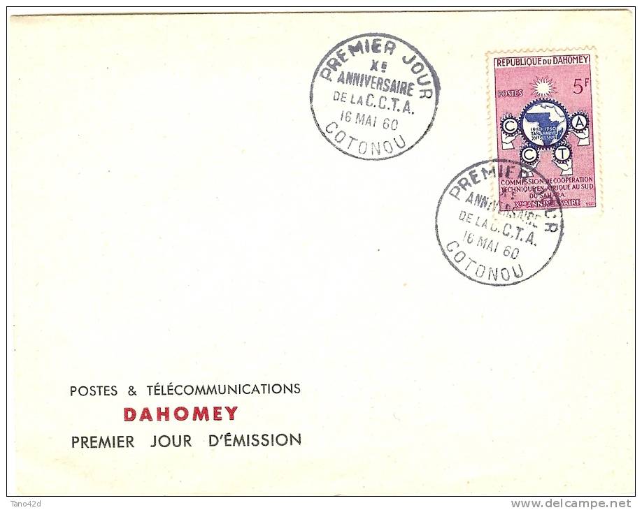 REF LBON6 - DAHOMEY - FDC ANNIVERSAIRE DE LA C.C.T.A. 16/5/1960 COTONOU - Benin - Dahomey (1960-...)