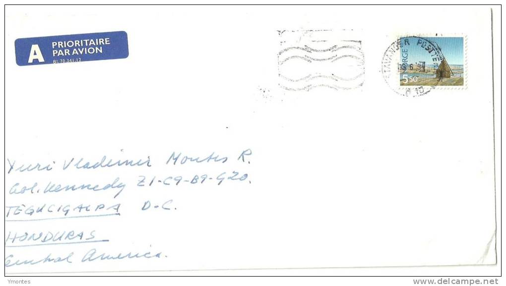 Cover Norway To Honduras 1994 - Lettres & Documents