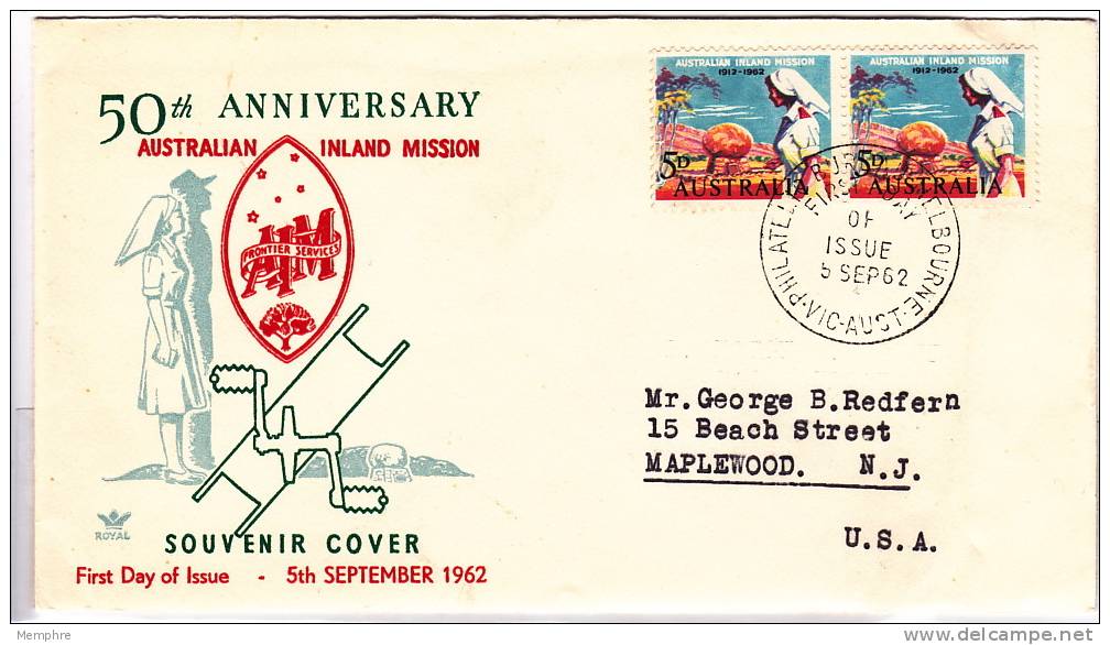 1962  Inland Mission Pair On Royal  Addressed Cover - FDC