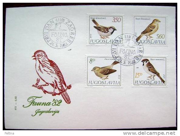 1982 YUGOSLAVIA FDC FAUNA BIRD BIRDS - Songbirds & Tree Dwellers