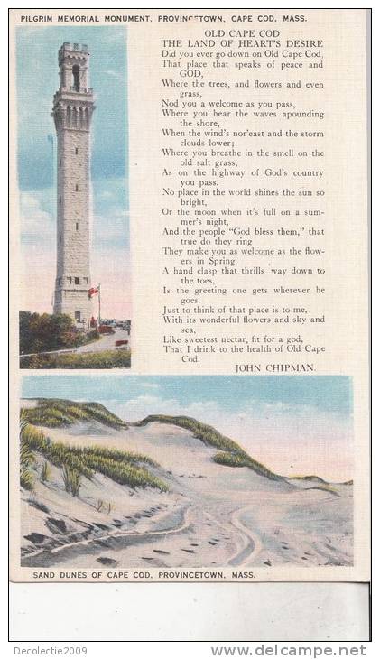 B41412 Pilgrim Memorial Monument Provincetown Cape Cod Mass Not  Used Perfect  Shape - Cape Cod