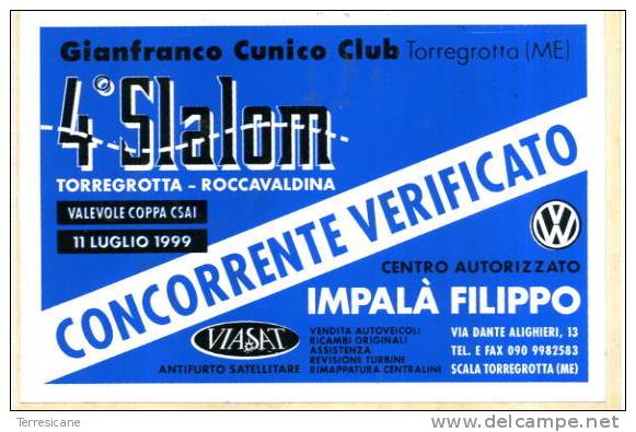 Adesivo Stiker Etiqueta VERIFICATO SLALOM TORREGROTTA - Rallyeschilder