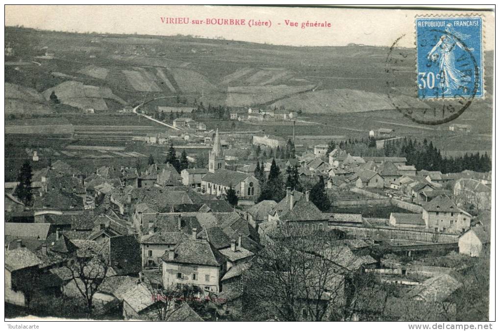 CPA 38 VIRIEU SUR BOURBE VUE GENERALE 1926 Plan Rare - Virieu