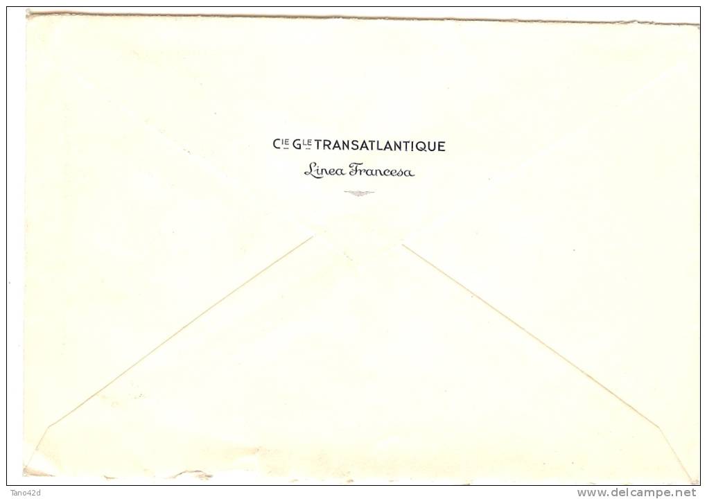 LBON6 - GUADELOUPE - LETTRE POINTE A PITRE / LYON  ??/??/1935 ENVELOPPE "Cie Gle TRANSATLANTIQUE - LINEA FRANCESA" - Covers & Documents