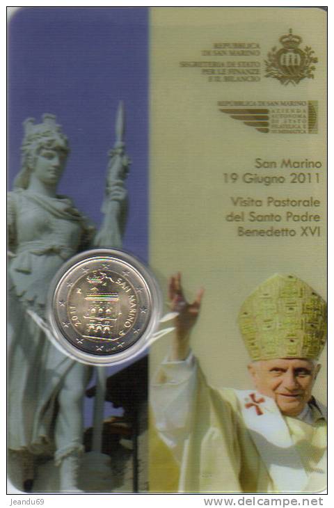 Blister Visite Du Saint-Père Saint Marin 2 Euro 2011 - San Marino