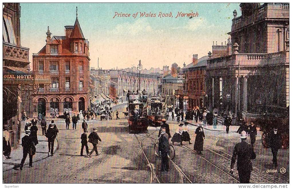 NORWICH : PRINCE OF WALES ROAD - CARTE POSTALE ANCIENNE / VINTAGE POSTCARD (j-431) - Norwich