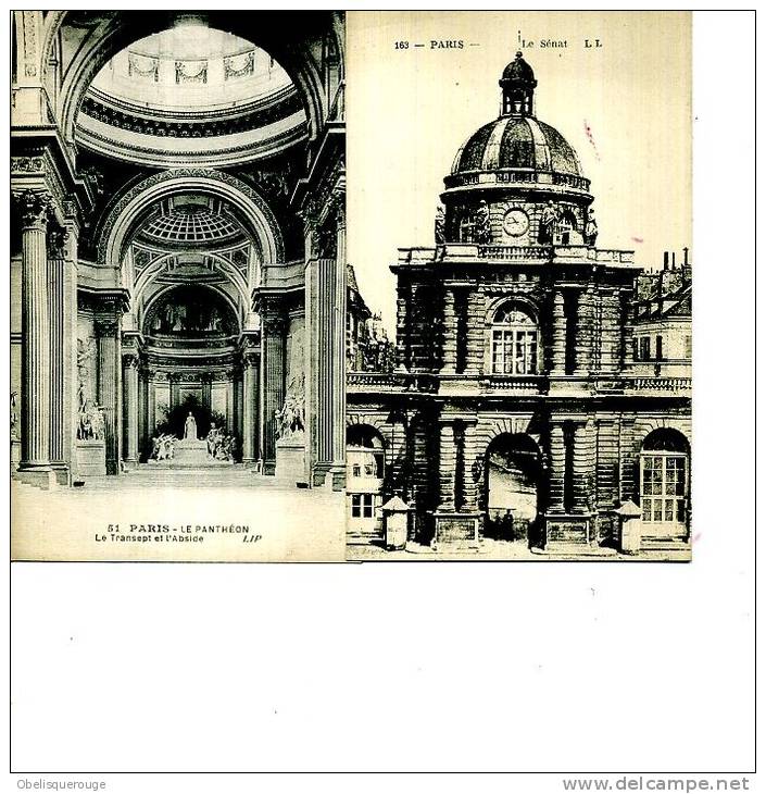 75 PARIS - LOT DE 2 CARTES N °163 LE SENAT ED LL ET 51 LE PANTHEON N ° 51 ED LIP - Lots, Séries, Collections