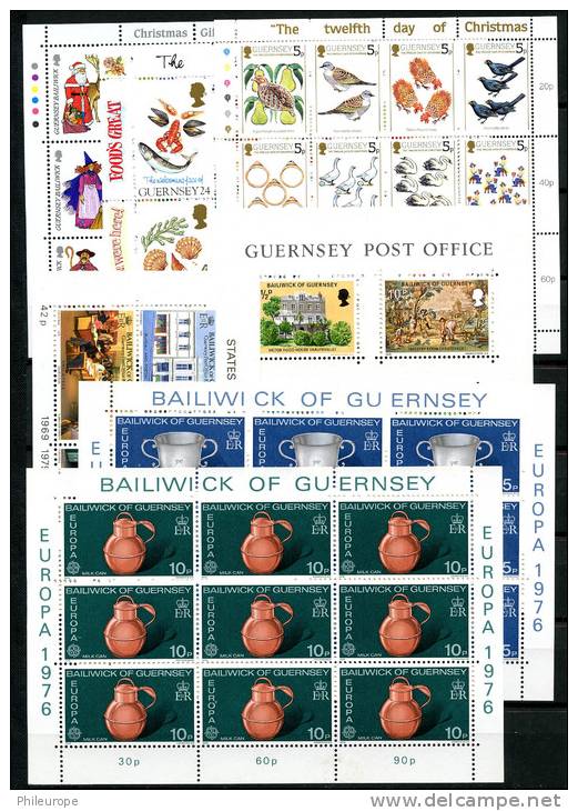 Lot Guernesey 147 Timbres * (charniere) Et ** (Luxe) + Quelques Blocs Feuillets - Guernesey