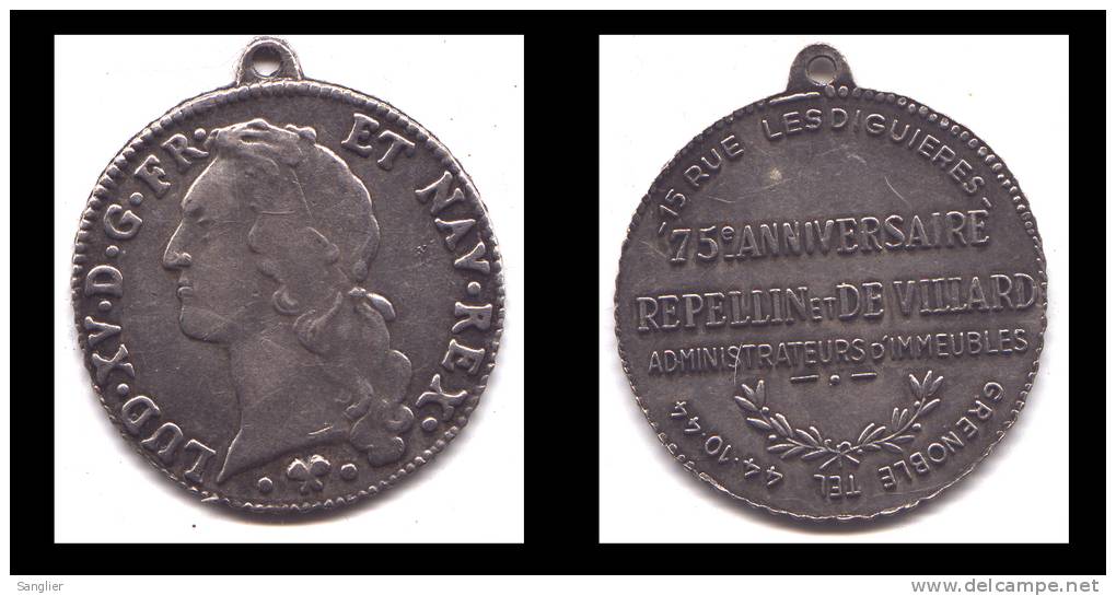 75e ANNIVERSAIRE REPELIN ET DE VILLARD - GRENOBLE DIAMRTRE 41 MM - Professionnels / De Société