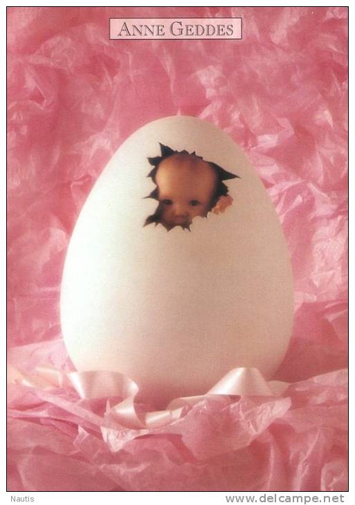 Original Anne Geddes Postcard, Postkarte, Carte Postale, New, Babies, Child, Girl, Pink, Egg - Other & Unclassified