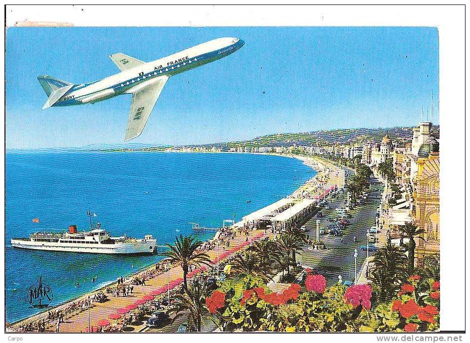 AVIATION - NICE - La Promenade Des Anglais, Survolée Par "Caravelle". - 1946-....: Moderne
