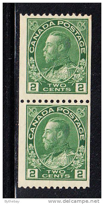 Canada MH Scott #133 Vertical Pair 2c George V - Admiral Issue - Neufs