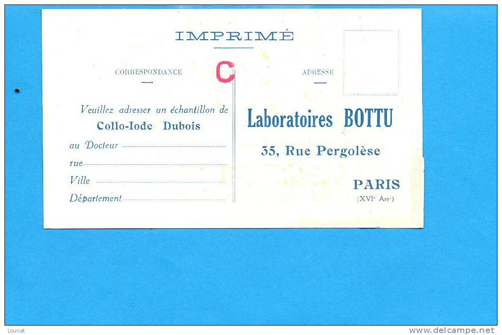 Publicité - Santé - Collo-IodeLaboratoires BOTTU -35 , Rue Pergolèse PARIS - 16 ème Arrondissement - Distrito: 16