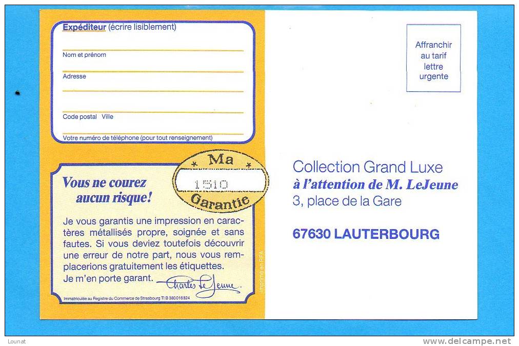 67 LAUTERBOURG - Publicité "Collection Le Grand Luxe" - Lauterbourg