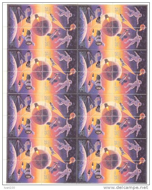 1992. Russia, Space, Russia-USA, Sheet Of 8 Sets, Mint/** - Blocs & Feuillets
