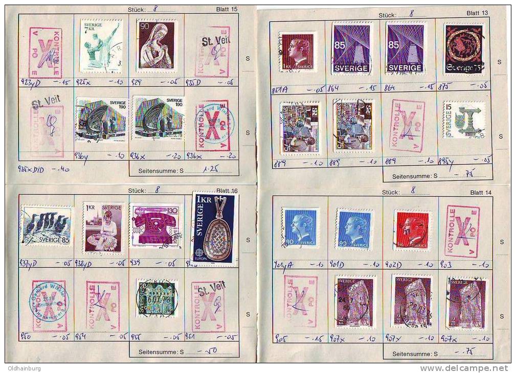 258y: Schweden- Sammlung Altes Auswahlheft Gestempelter Werte 8 Scans - Collections