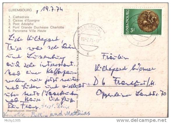 Luxemburg - Postkarte Echt Gelaufen / Postcard Used (R591) - Lettres & Documents