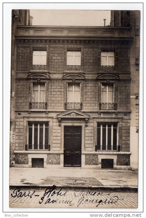 Paris XVIIe, Carte-photo Hôtel Debiève, 3, Avenue Gourgaud, Envoyée Par M. Debiève, Scan Recto-verso - Arrondissement: 17
