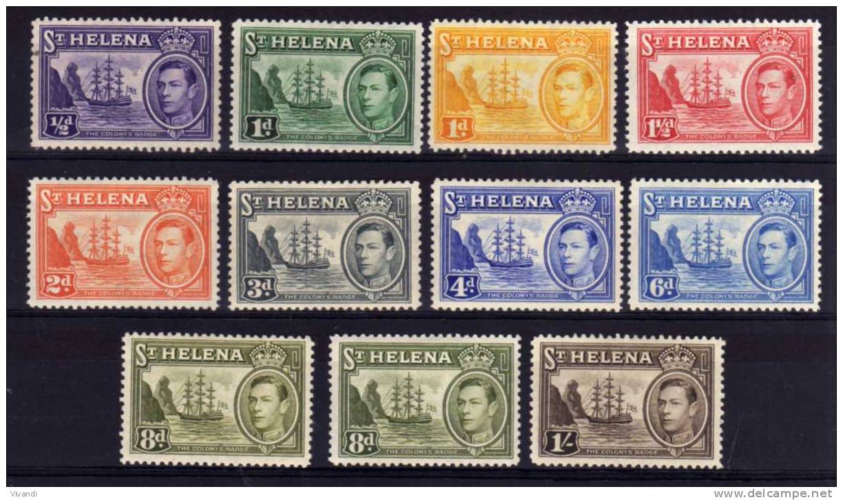 St Helena - 1938/44 - Definitives (Part Set) - MH - St. Helena