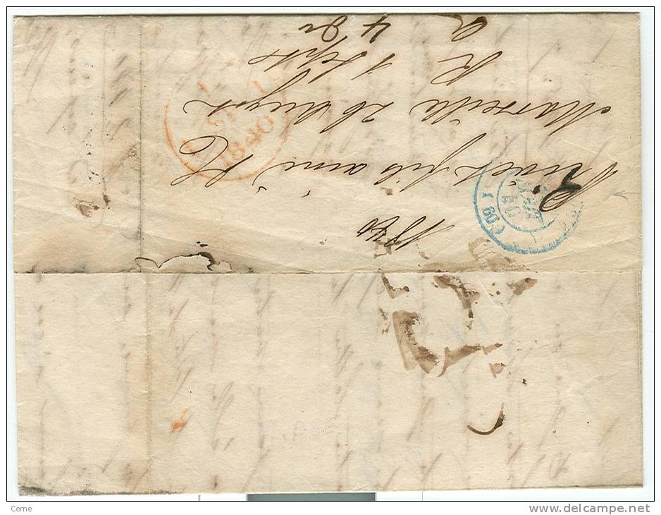 France - Précurseur De France MARSEILLE Vers LONDON 27/08/1840, Voir Scan Verso - ...-1840 Préphilatélie