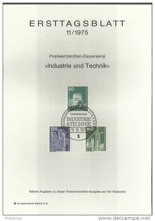 # 1975 Berlino - ETB N. 11 (ERSTTAGSBLATT) - 1st Day – FDC (sheets)